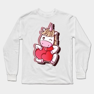 Cute Baby Hearty Unicorn Long Sleeve T-Shirt